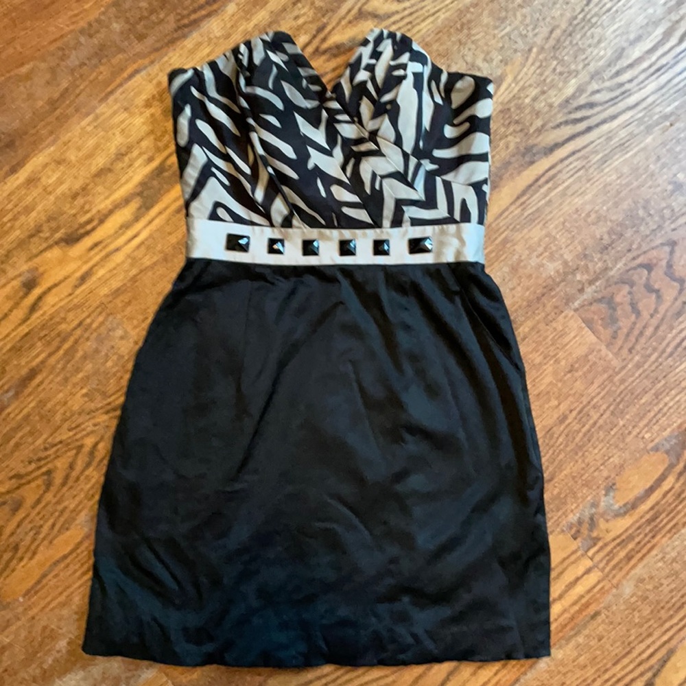 Laila Azhar Animal Print Strapless Dress Size 2